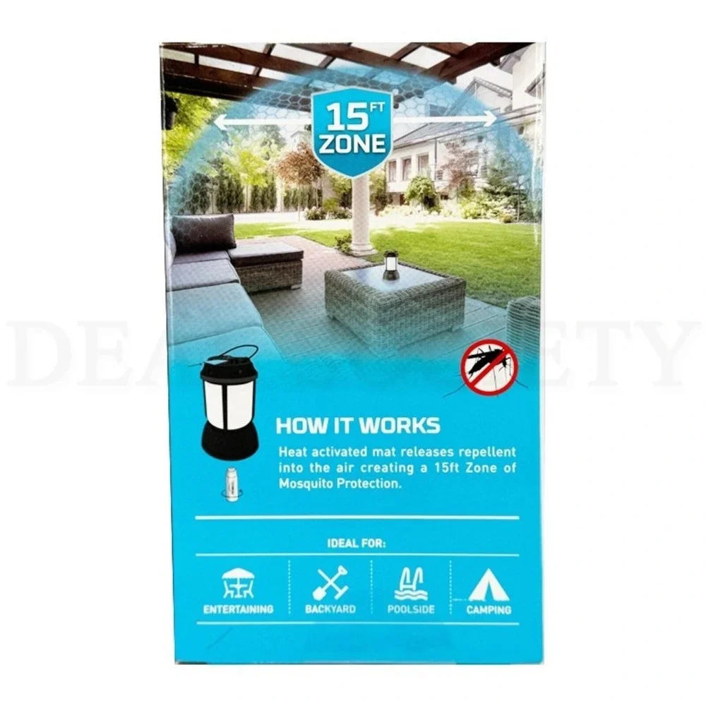 NIB Thermacell Patio Shield 15 Foot Zone Scent Free Mosquito Repellant Lantern